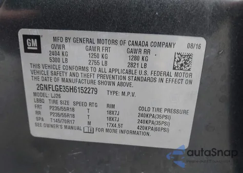 2017 Chevrolet Equinox Premier from USA, damaged, VIN 2GNFLGE35H6152279